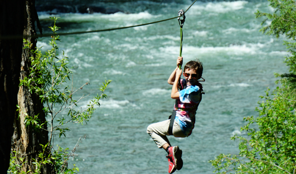 Boy Ziplining in Durango, Colorado